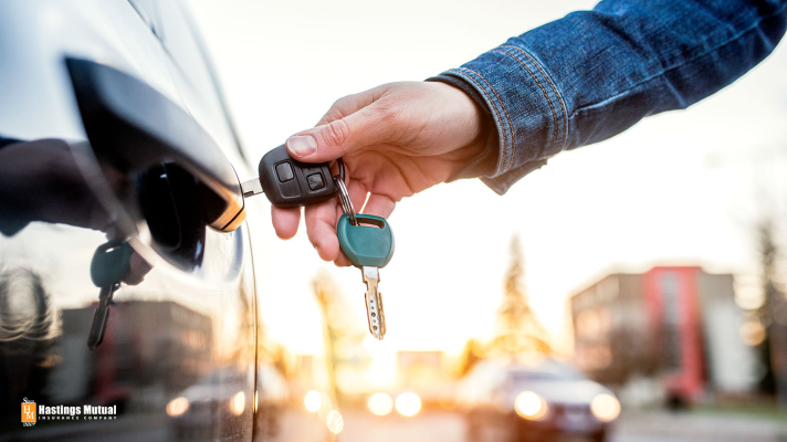Unlocking car door: before you get the key in the car, get the insurance in place.