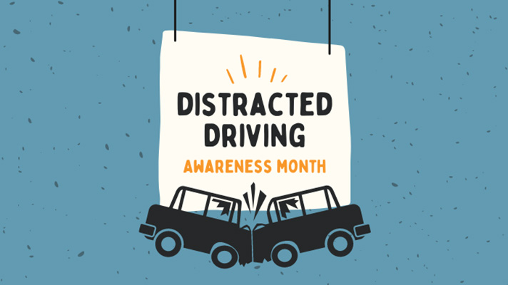 illustration of two cars crashing into each other due to distracted driving