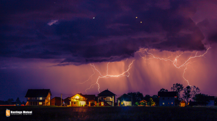 night time thunderstorm with lightning