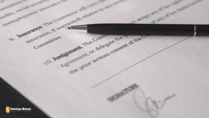 legal contract with a pen on it