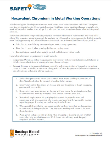 Hexavalent Chromium in Metal Working Operations thumb