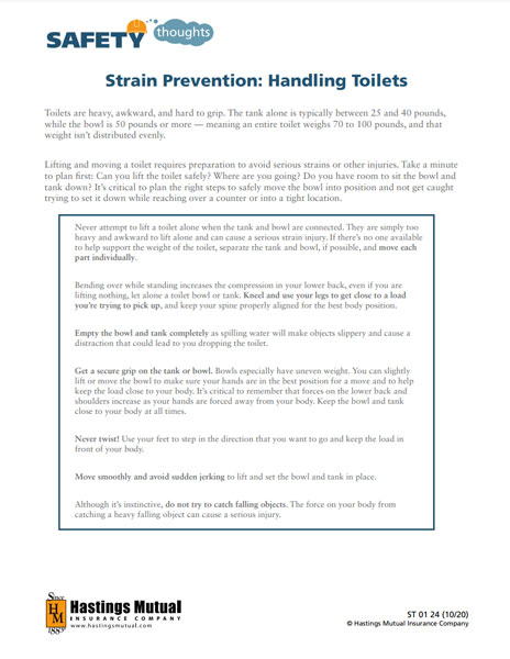 Strain Prevention: Handling Toilets thumb